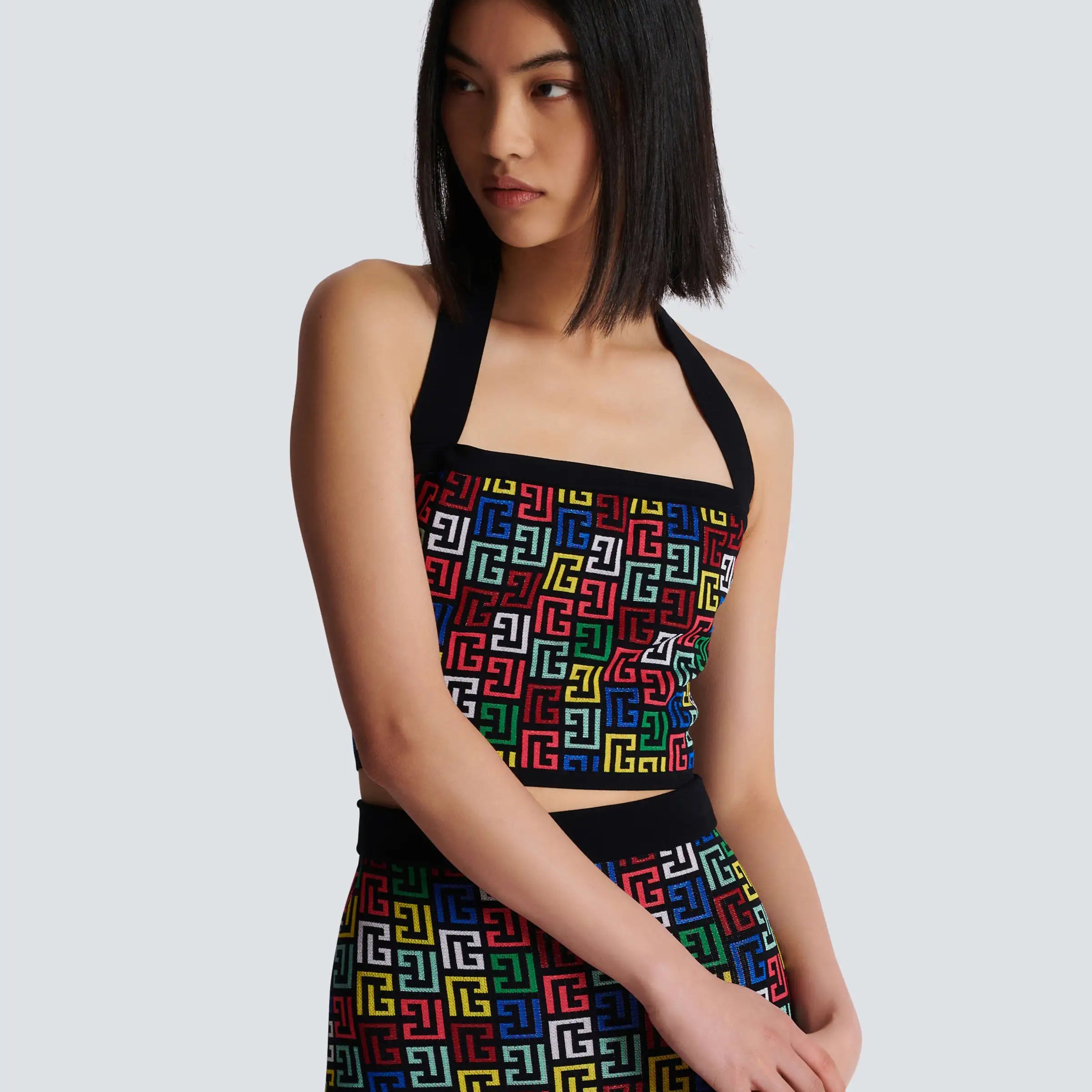 Women Sexy Halter Backless 2 Pieces Bodycon Mini Dress Jacquared Off the Shoulder Celebrate Nightclub Party Outfit