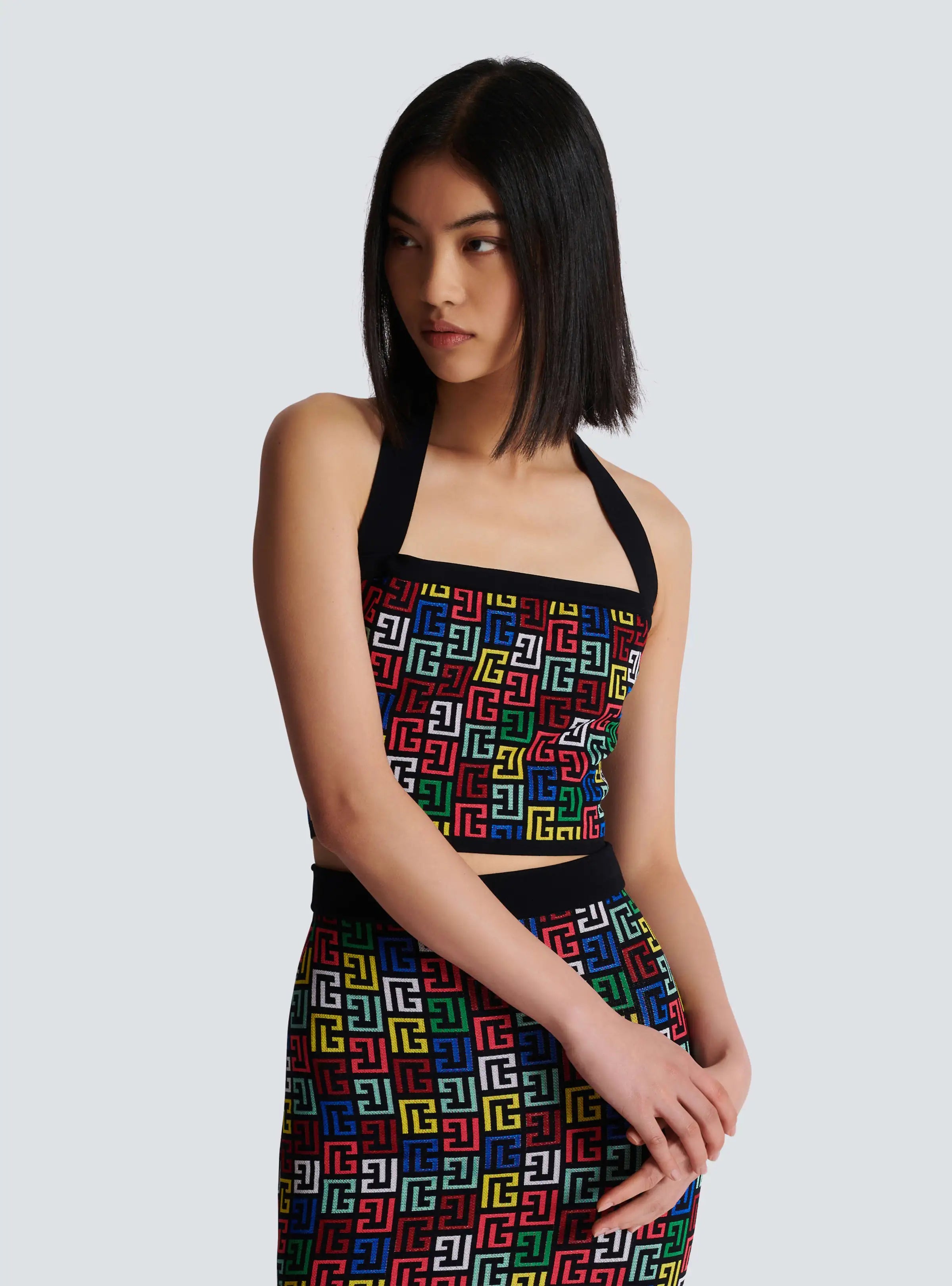 Women Sexy Halter Backless 2 Pieces Bodycon Mini Dress Jacquared Off the Shoulder Celebrate Nightclub Party Outfit