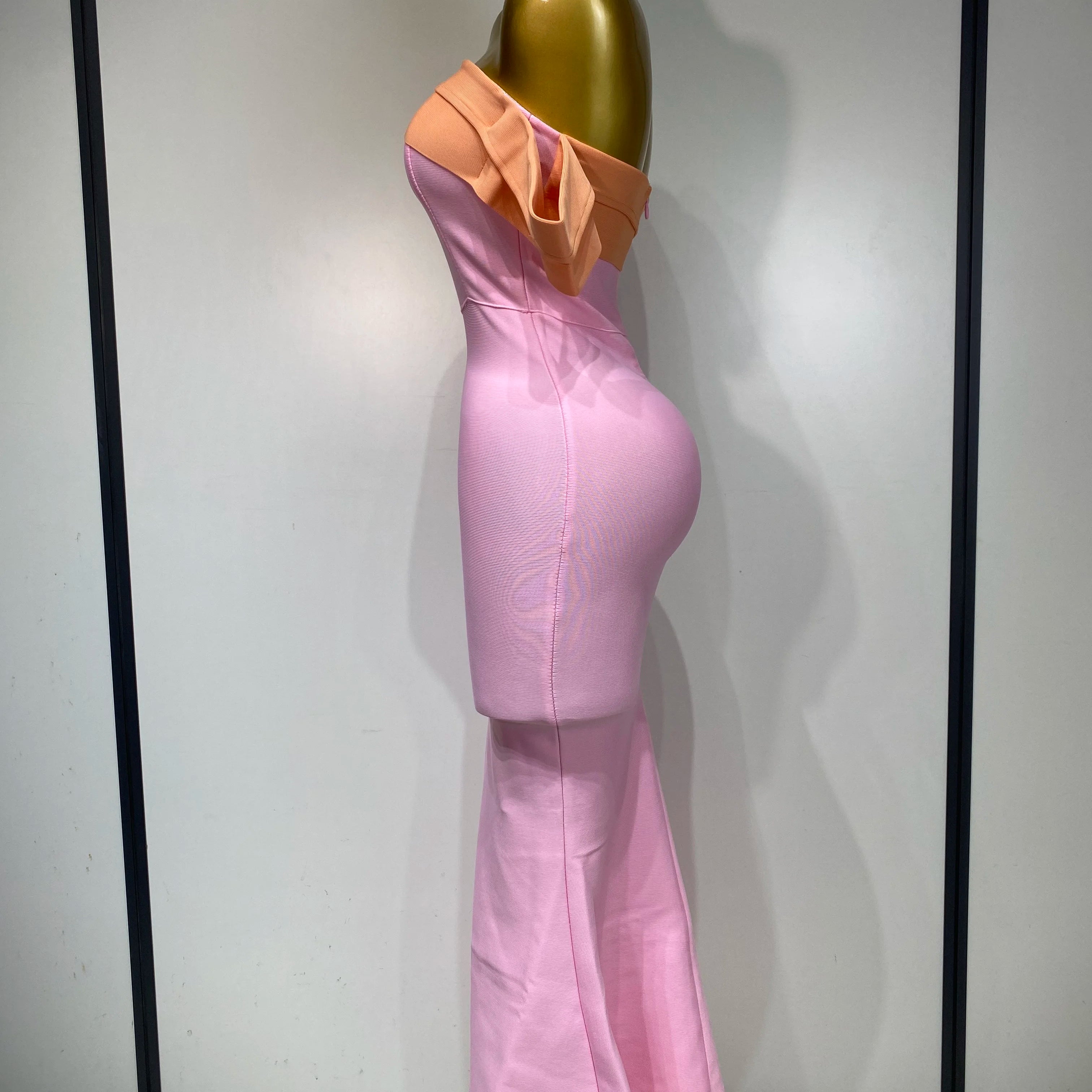 Women Sexy One Shoulder Color Block Bodycon Bandage Dress 2025 Celebrity Elegant Evening Club Luxury Birthday Party Outfit