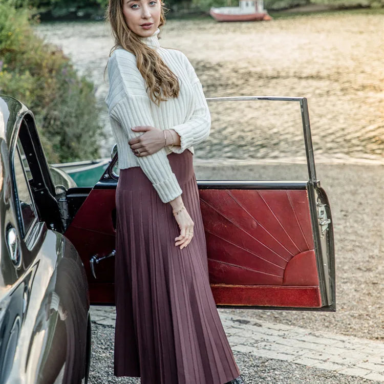 Women Maxi Skirts Female Knitted Long Dress Solid Color Knitting Skirt XS-3XL Plus Size Woman Autumn Winter Skirts maxi brown