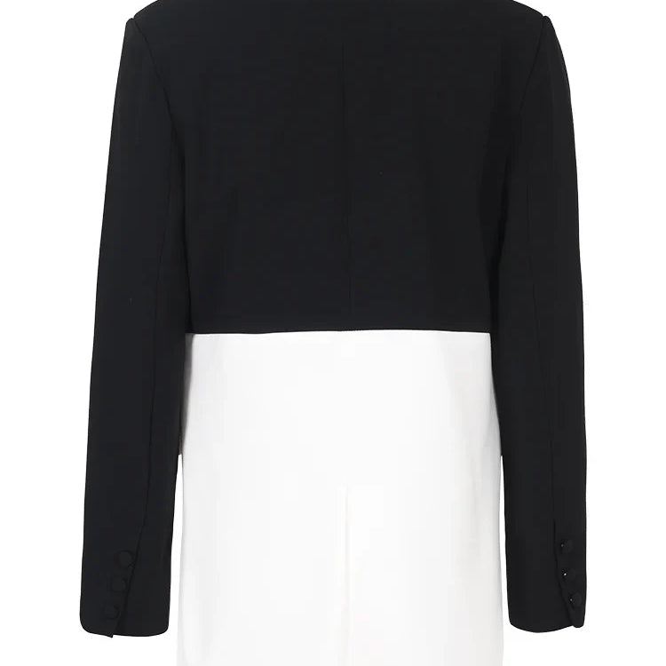 DEAT Fashion Women's Blazer Notched Collar Double Breasted Contrast Color Long Sleeve Suit Jackets Spring New Tide 17A2850