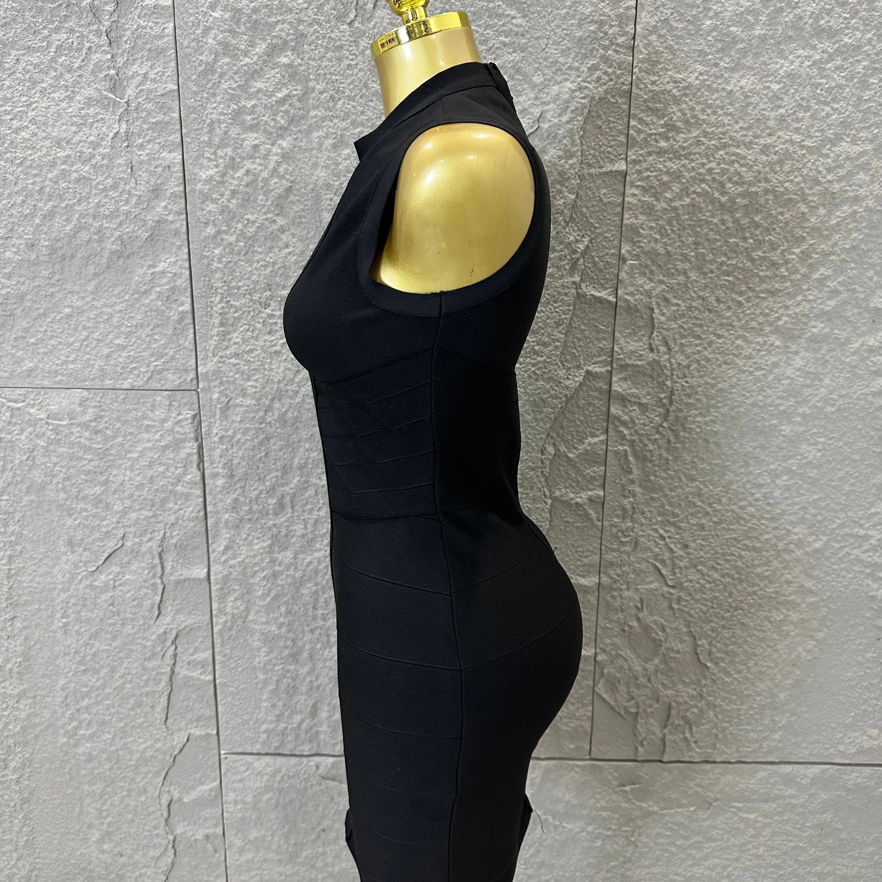 Sexy Sleeveless Keyhole Cutout Bandage Form-Fitting Outfit Evening Gala Party Fashion Celebrate Birthday Party Dress Vestido