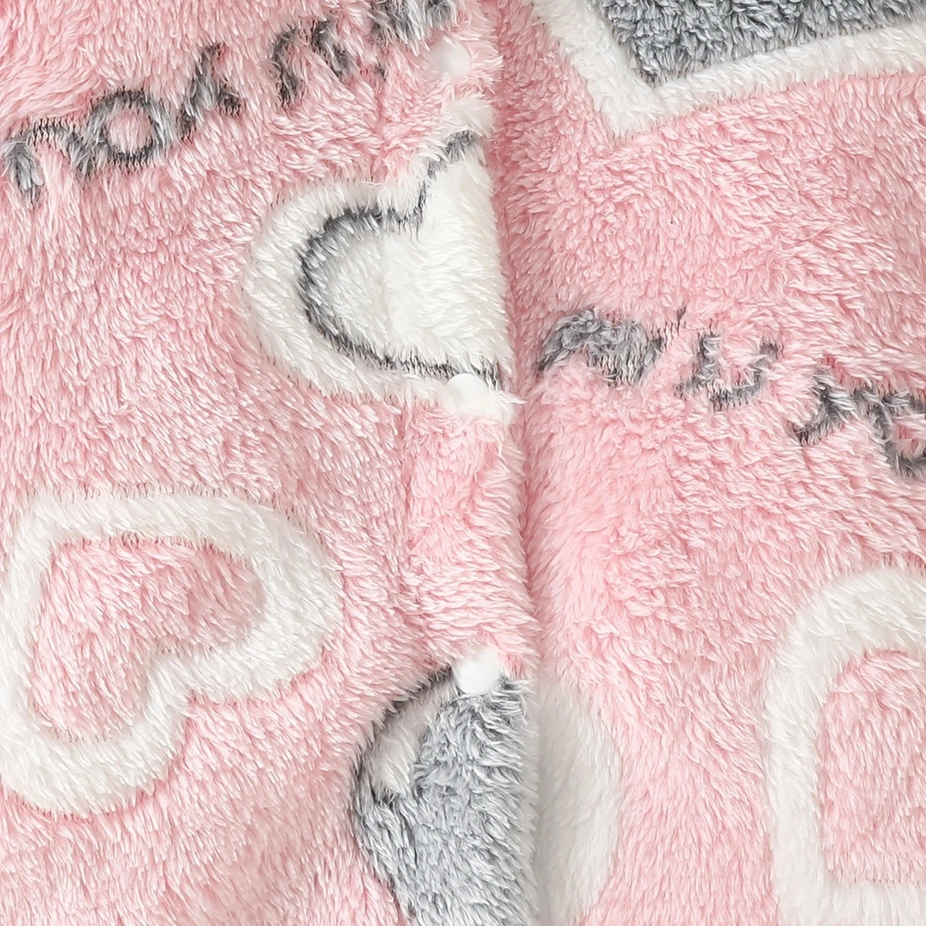 Toddler Active baby girl Love pattern fuzzy button-up hooded baby clothing Jumpsuit one-piece clothing Winter style Romper