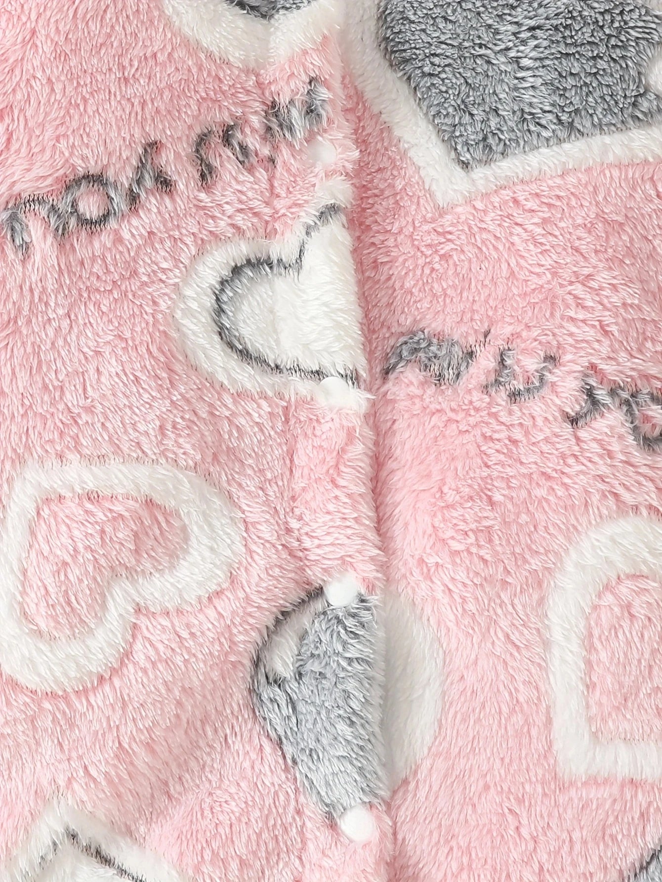 Toddler Active baby girl Love pattern fuzzy button-up hooded baby clothing Jumpsuit one-piece clothing Winter style Romper