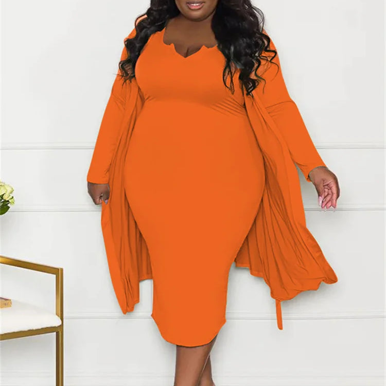 Wmstar Plus Size Dress Sets 2 Piece Outfits Maxi Dresses Out Wear Coat Sexy Matching Suit Fall Clothes Wholesale Dropshipping