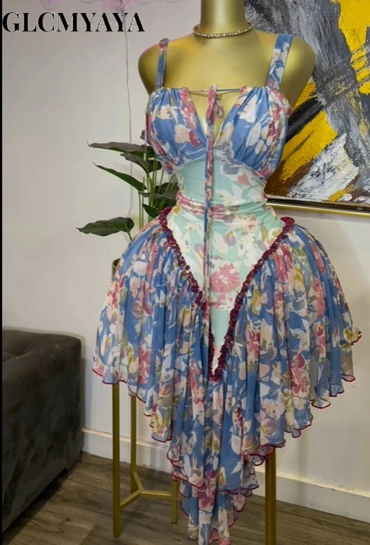 GLCMYAYA Women Patchwork Strap with Scarf A-line Maxi Long Dress 2025 Female Vacation Holiday Party Birthday Dresses Vestidos