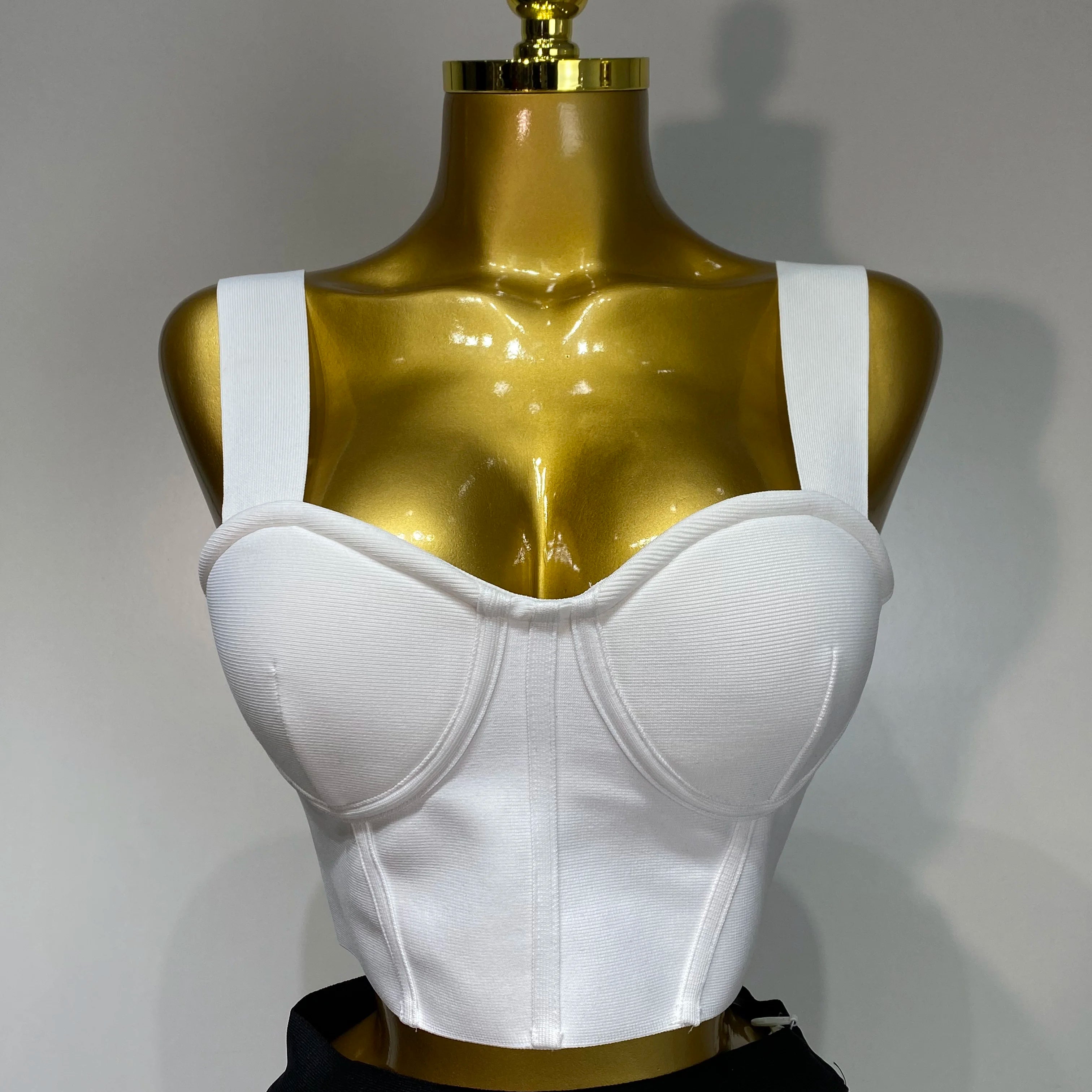 Women Button Patchwork White Black Bodycon Bandage Two Piece Set 2025 Designer High Waist Party Club Skirt Set