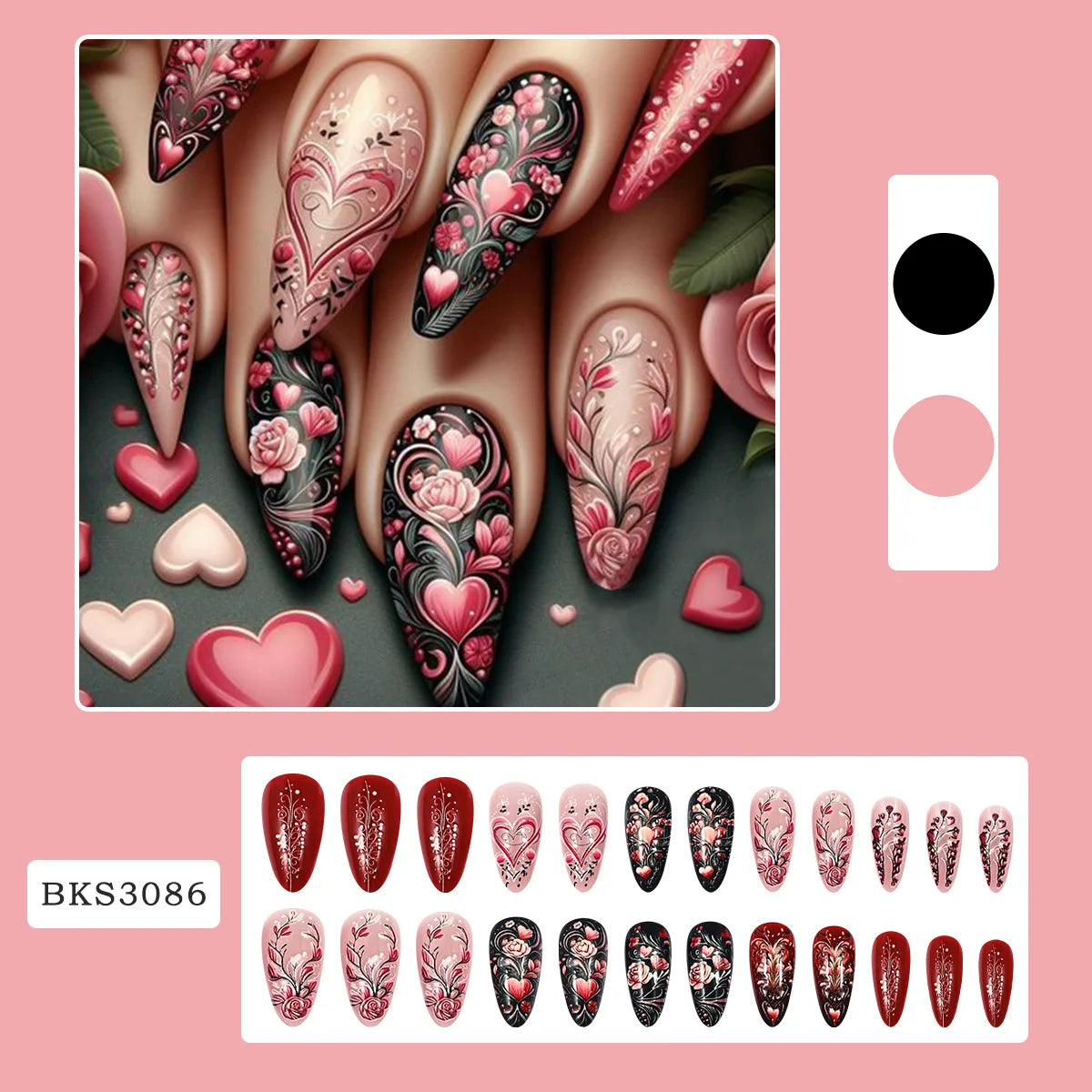 24pcs Mandala style False Nails Moon Flower Pattern Press on Nails European Retro Fake Nail Patch Women Lady Wearable Design N5