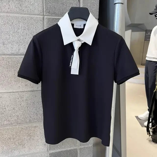 Spring And Summer Golf Clothing Women's Temperament Silk Scarf Short Sleeve Quick-drying Breathable Casual Lapel T-shirt Top SC 01