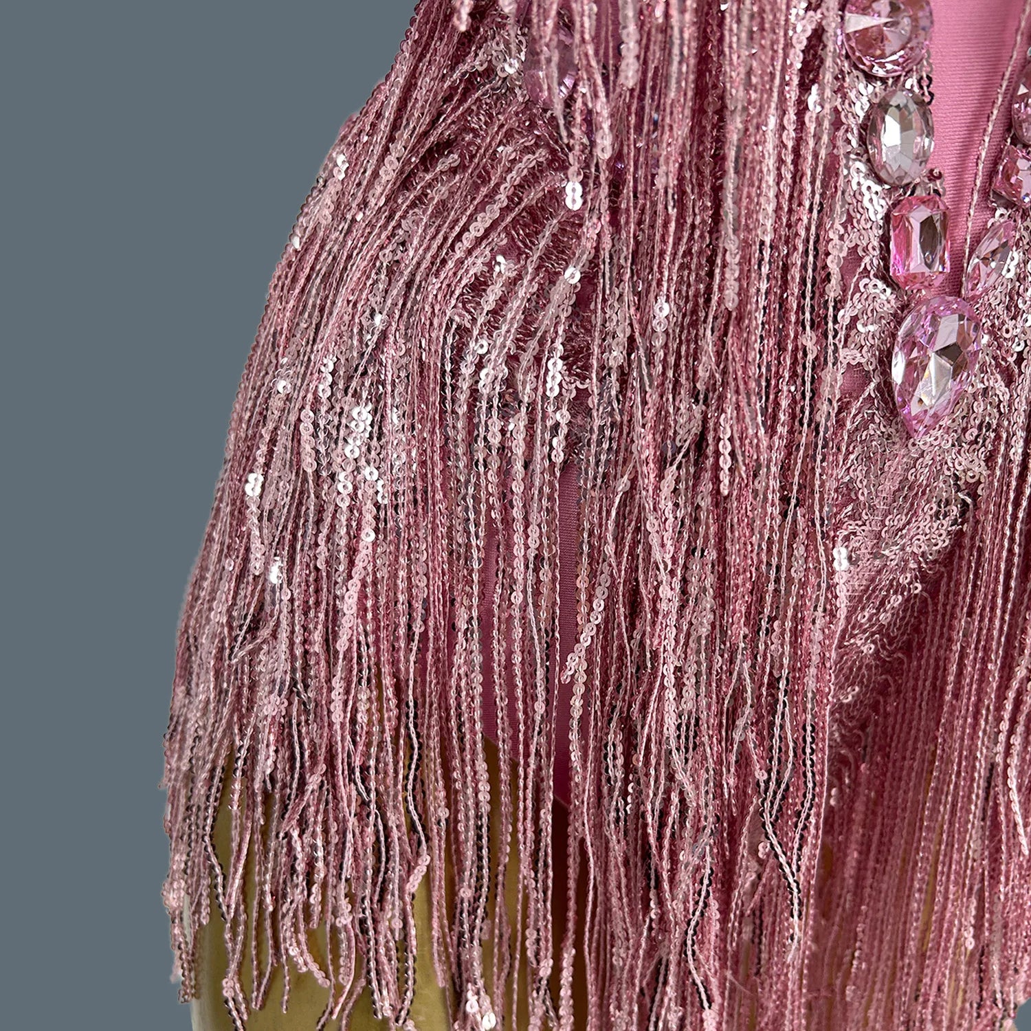 Sexy Pink Sequins Fringes Crystal Leotard Women Club Rhinestone Tassel Dance Bodysuit Stage Performance Costumes Shuye