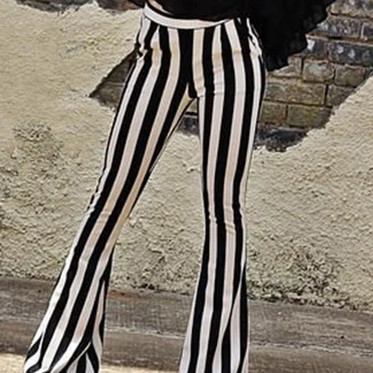 New Yoga Pants Sexy Leggings Black White Striped Printed Casual Wide Leg Trousers Female Streetwear Elastic Elegant Bottom