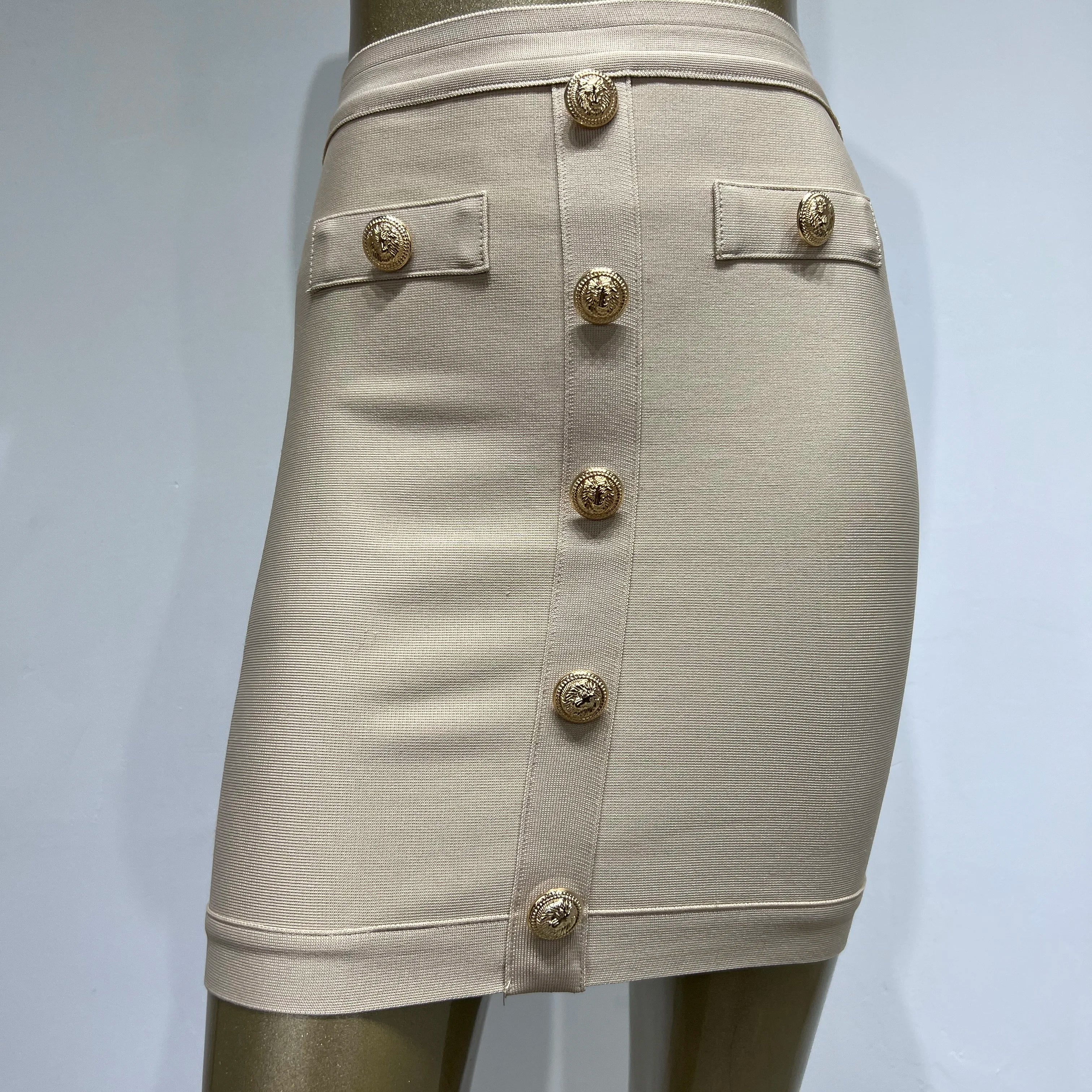 5 Colors Women Sexy Button Fashion Bodycon Mini Skirts Rayon Bandage Pencil Skirt Celebrate Casual Wear High Quality
