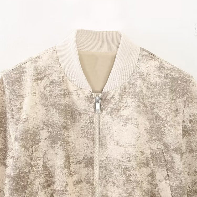 TRAF Women Spring Pilot Jackets Skirt Sets 2024 Fashion Print Long Sleeved Short Coats Pockets Elastic Waist Mini Skirts Outwear