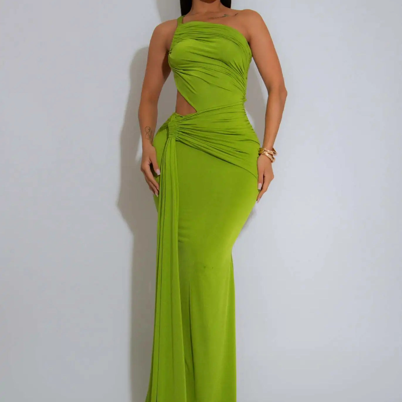 Women Sleeveless Hollow Out Strap Ruched Maxi Long Dress 2025 Summer Street Sexy Party Birthday Evening Dresses Vestidos