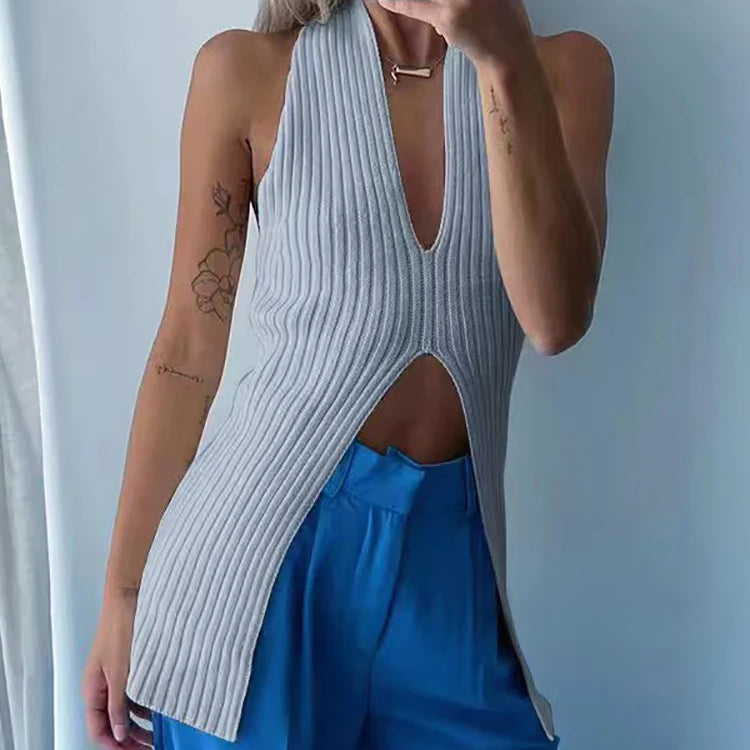 Heliar Women Ribbed Chic Design Tank Top Women Knitted Halter Sexy Tops Camis Tube Tops Women Summer