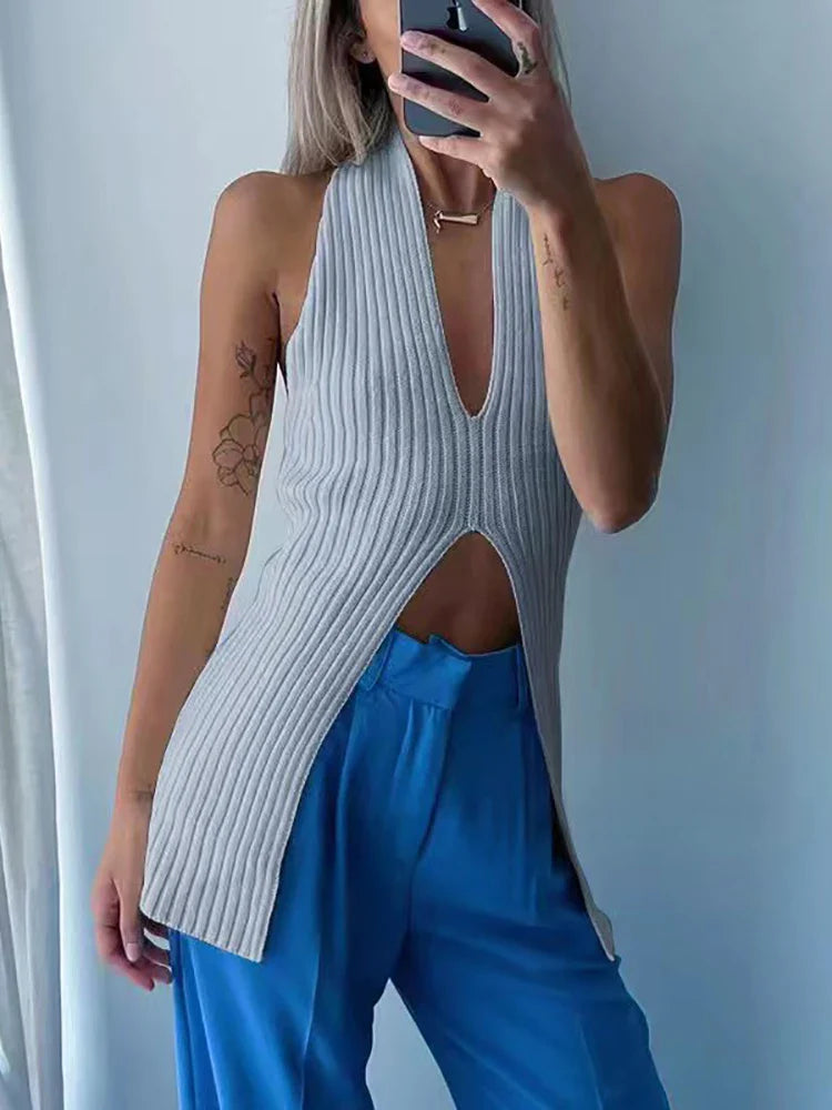 Heliar Women Ribbed Chic Design Tank Top Women Knitted Halter Sexy Tops Camis Tube Tops Women Summer