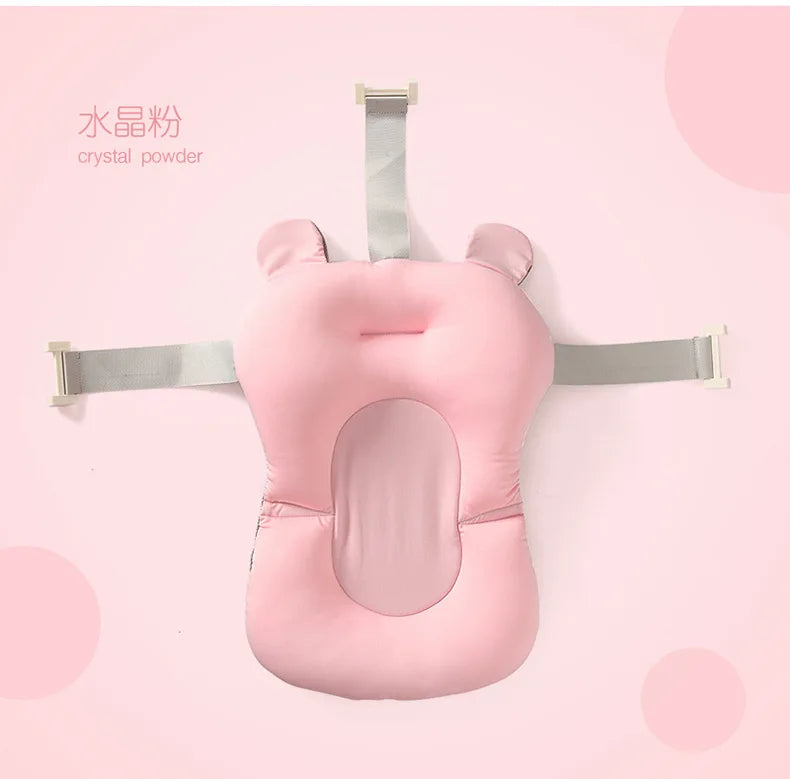 Portable Baby Bathtub Pad Ajustable Bath Tub Shower Cushion Newborn Support Seat Mat Foldable Baby Bath Seat Floating Water Pad Pink
