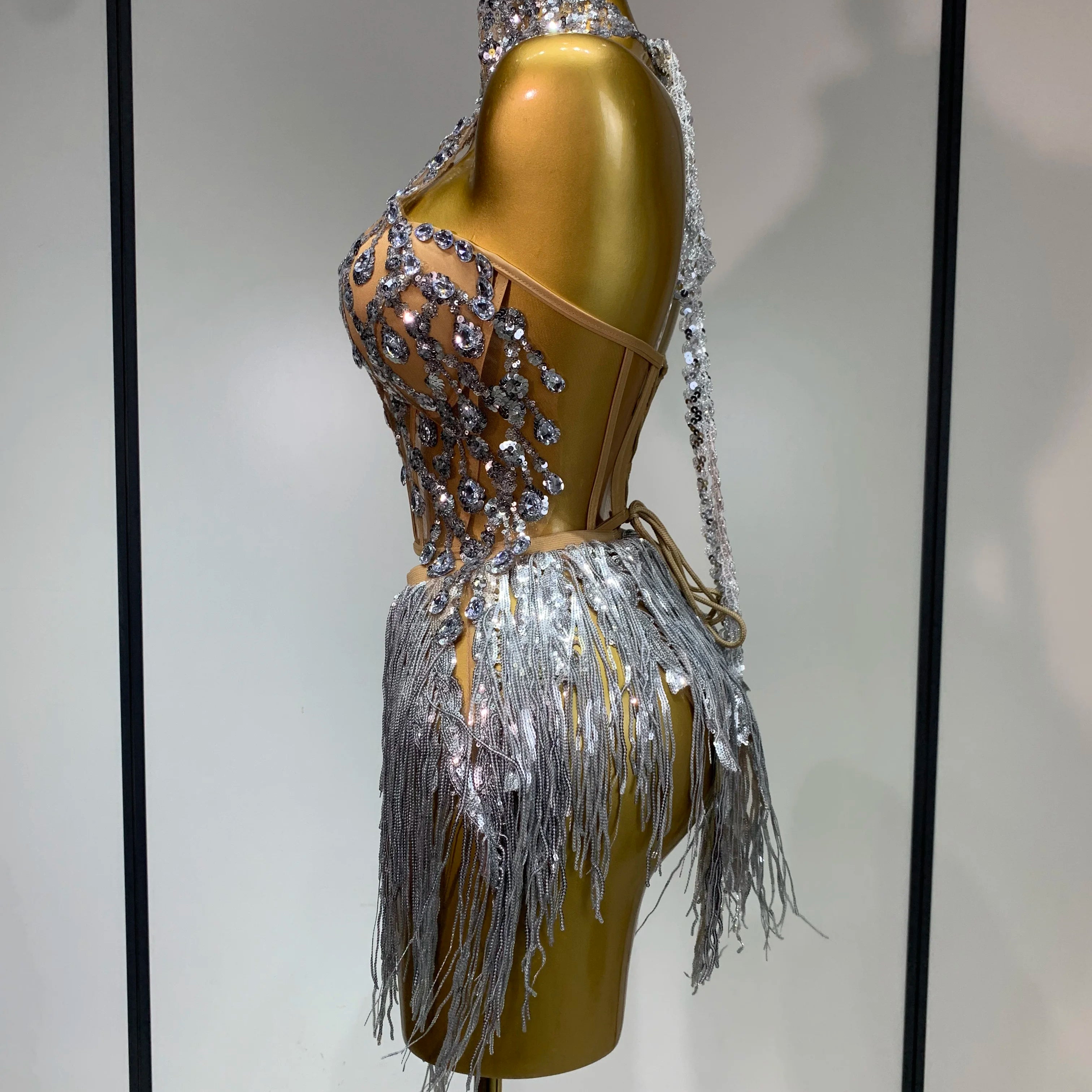 Women Sexy Sequins Rhinestone Glitter Two Pieces Sets 2025 Luxury Birthday Evening Party Nightclub Hotwife Singer Stage Outfit