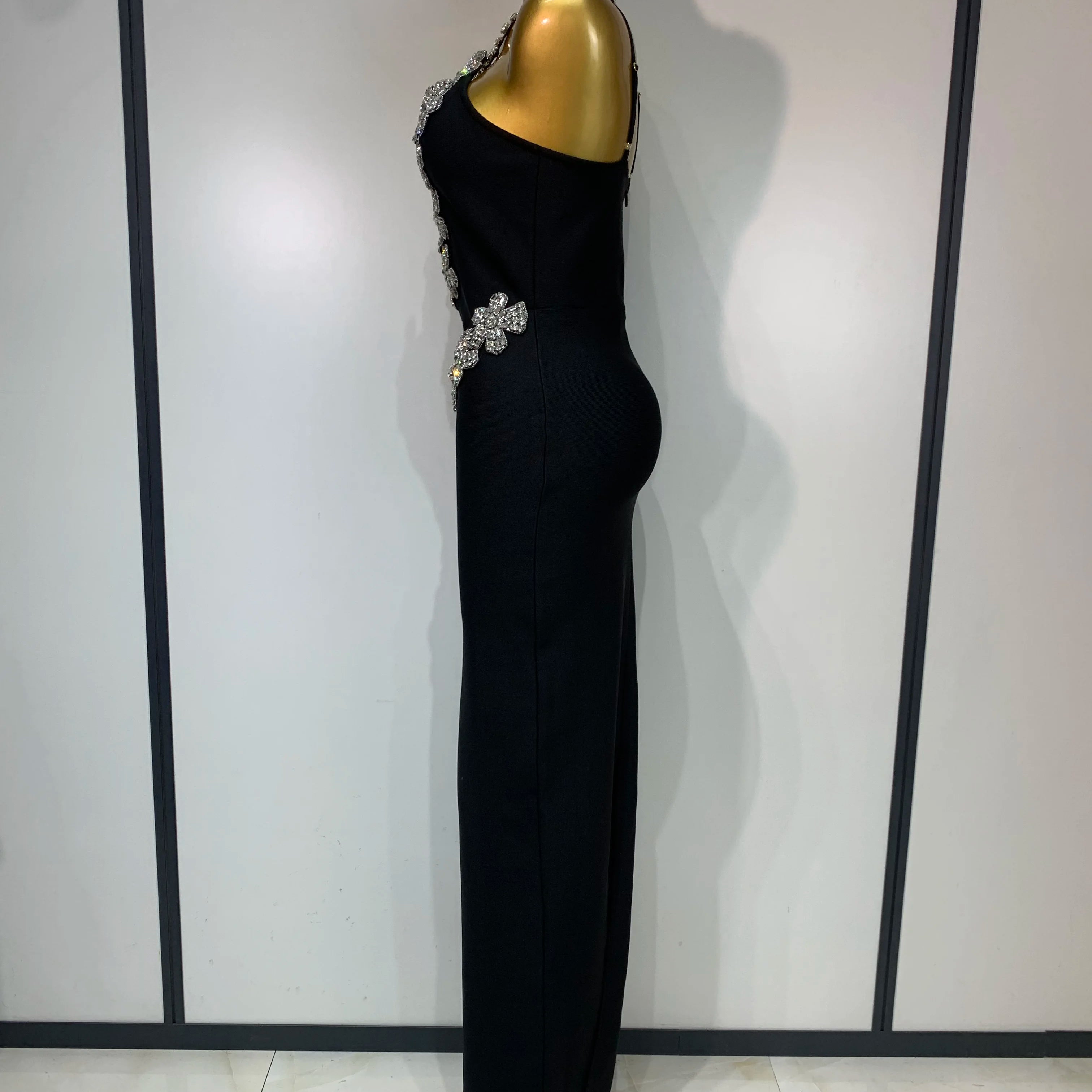Women Sexy Shining Beading White Maxi Long Bodycon Bandage Dresses Celebrity Birthday Evening Party Elegant Knitted Clothing