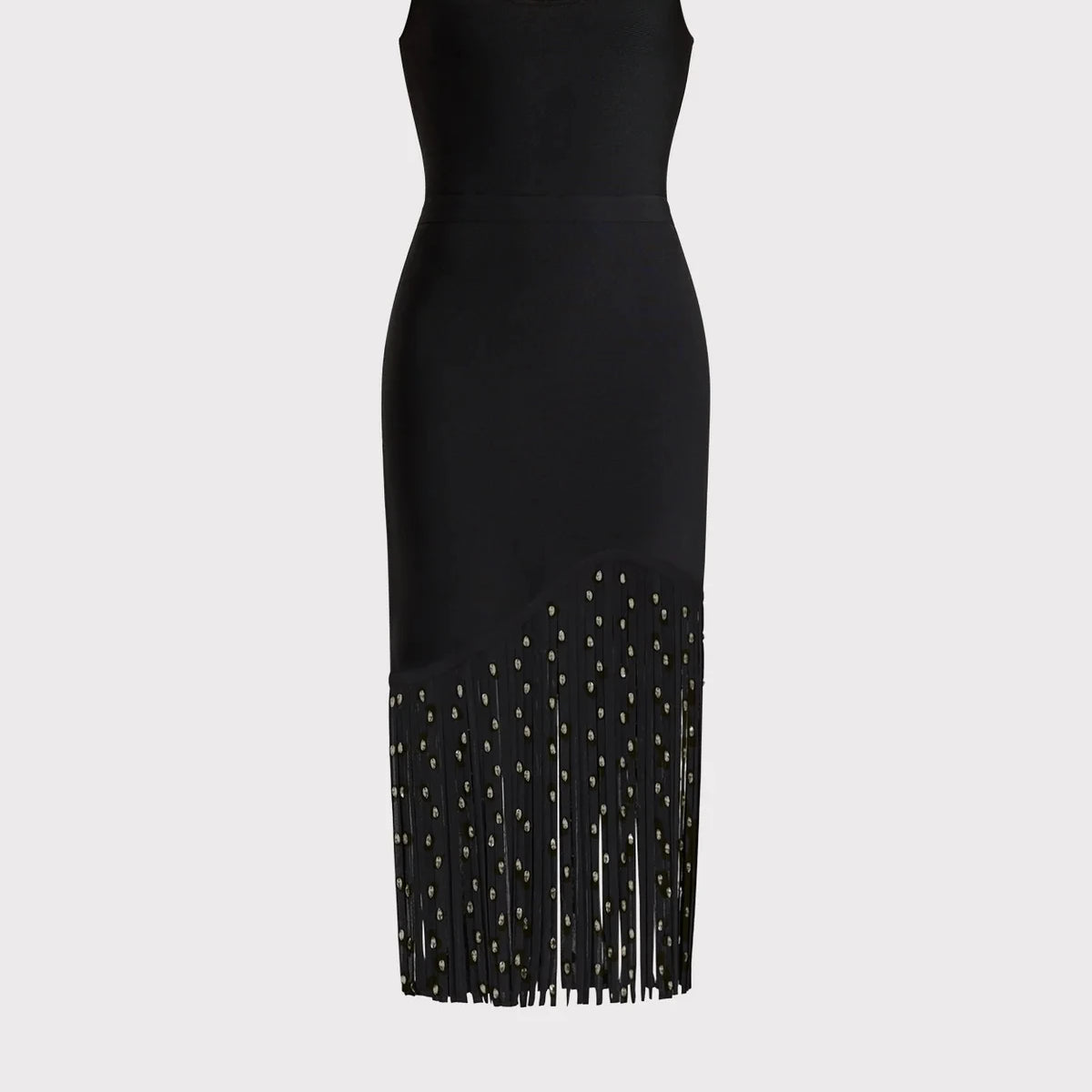 Top Quality Women Sleeveless Sexy O-Neck Shinning Crystal Tassel Bodycon Mid-calf Dress Fashion Celebrate Evening Party Outfit