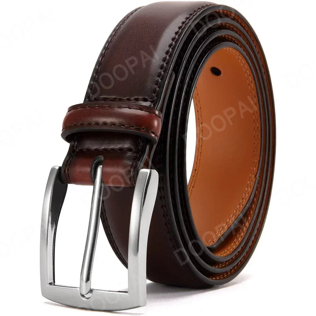 Men Belts Genuine Leather LONG Large Pin Buckle Metal Automatic Buckle Male Belts Strap Male 35ZK95-CE