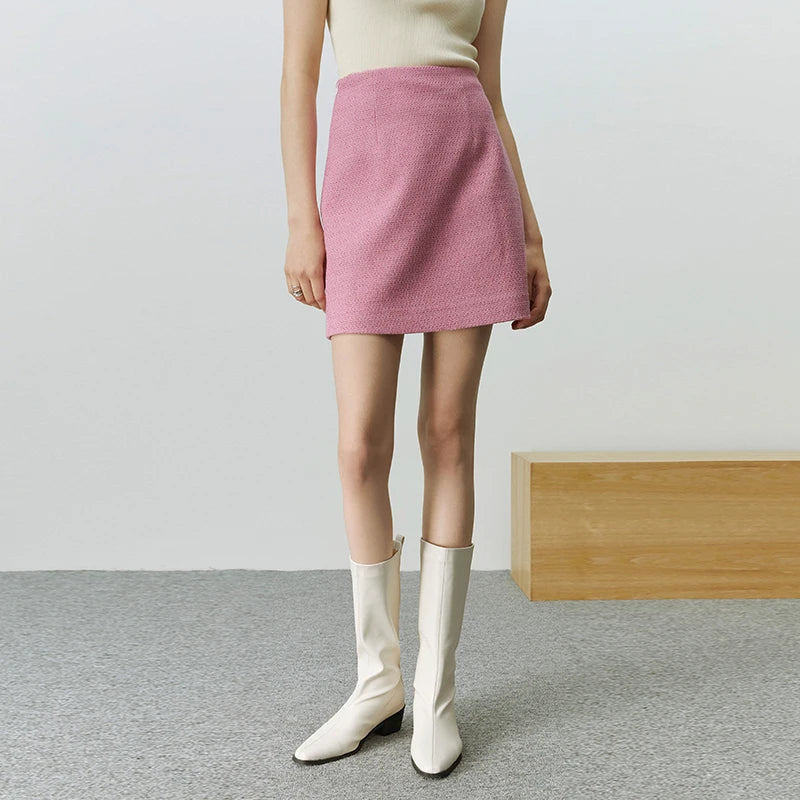 Tweed Jacket Women Autumn Short Coat Mini Skirts Temperament Two-piece Suit Design Sense Graceful Special Female Suits Pink Skirt