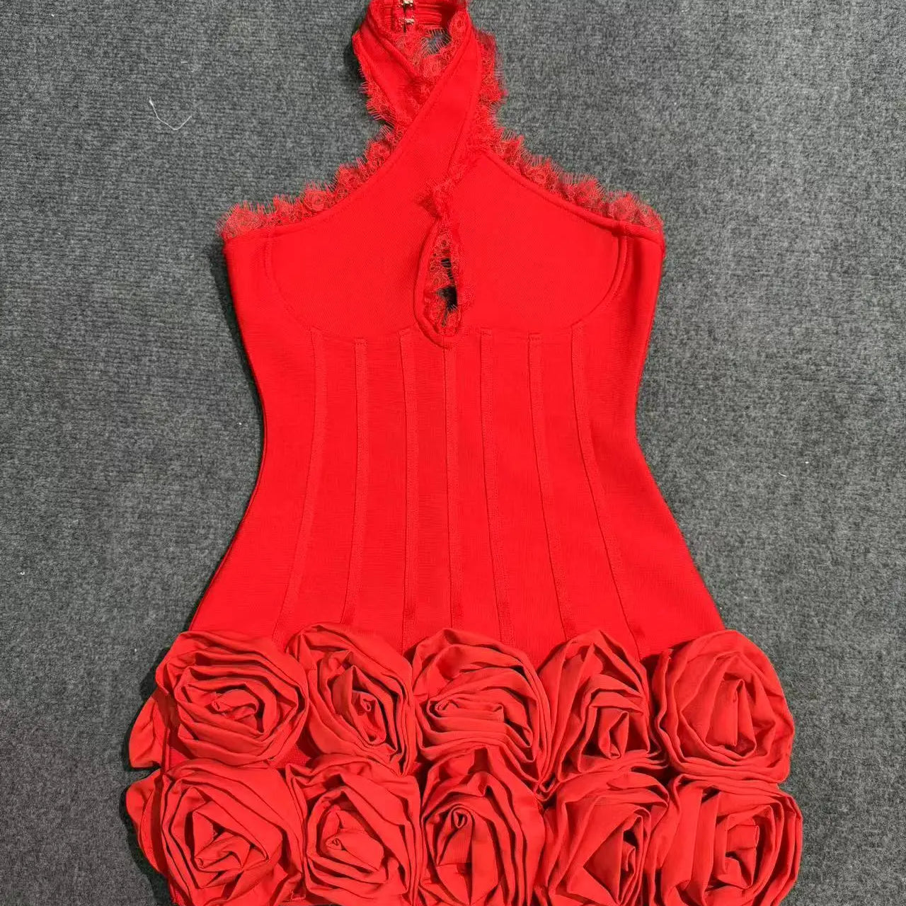 Women Sleeveless Sexy Halter Florlas Bodycon Mini Bandage Dress Celebrate Fashion Nightclub Party Birthday Outfit