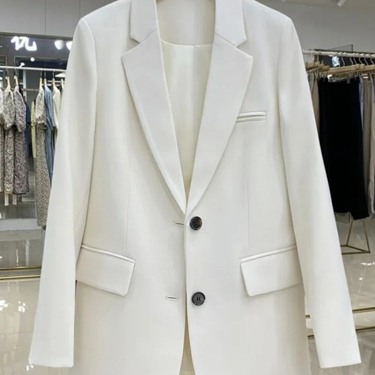Women Jackets Pink Small Suit Women's Coat Casual Small Loose Korean Version Small Suit Women's Design Sense Blazer Women White