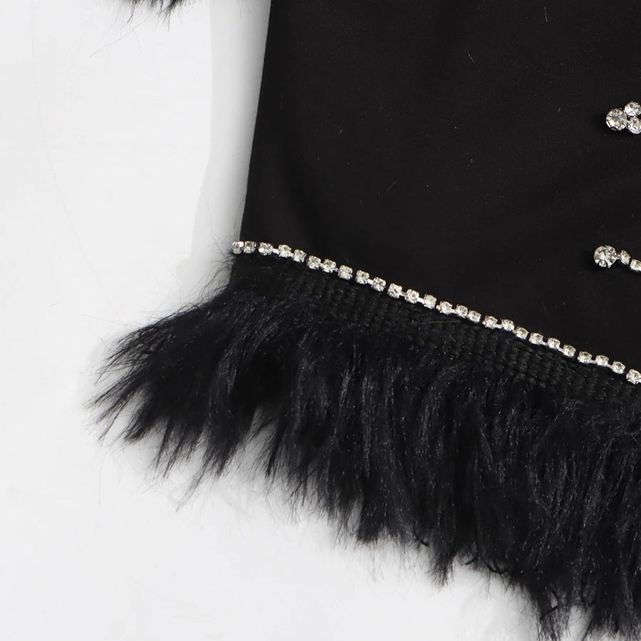 Slimming Spliced Diamond Elegant T Shirts for Women Round Neck Short Sleeves Patchwork Tassels Tees Femlae Fashion