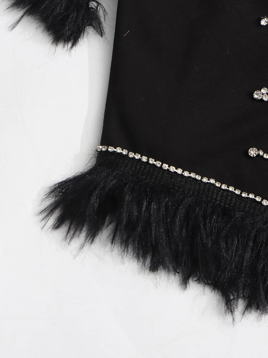 Slimming Spliced Diamond Elegant T Shirts for Women Round Neck Short Sleeves Patchwork Tassels Tees Femlae Fashion