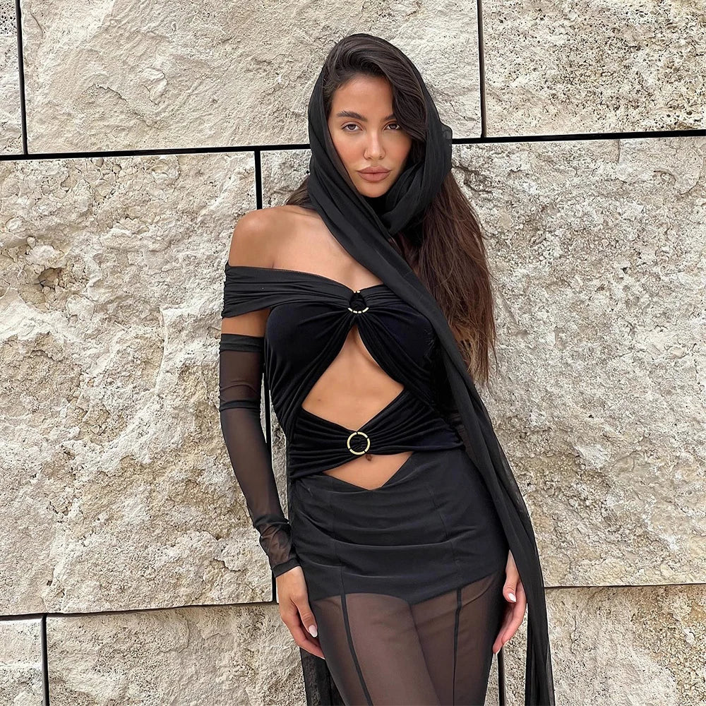 New Fashion Black Color Women Strapless Sexy Mesh Wid Leg Pants Long Jumpsuit Elegant Evening Party Celebrate Photo Shoot Wear