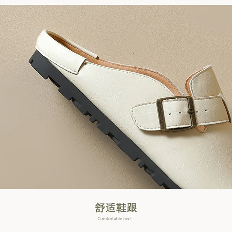 ‌New 2024 Women's Round Toe Mules Slip-On Flats Casual Spring/Autumn Fashion Shoes Comfortable Lightweight