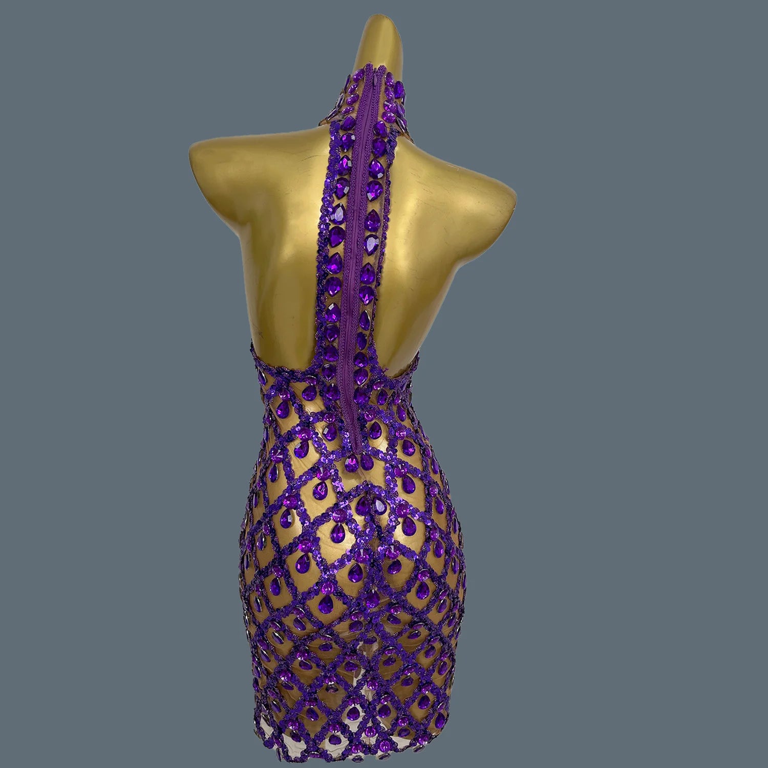 Sparkly Sequins Crystals Summer Mini Dress Sexy Sleeveless See Through Mesh Women Party Dress Event Singer Show Wear Shaokaojia