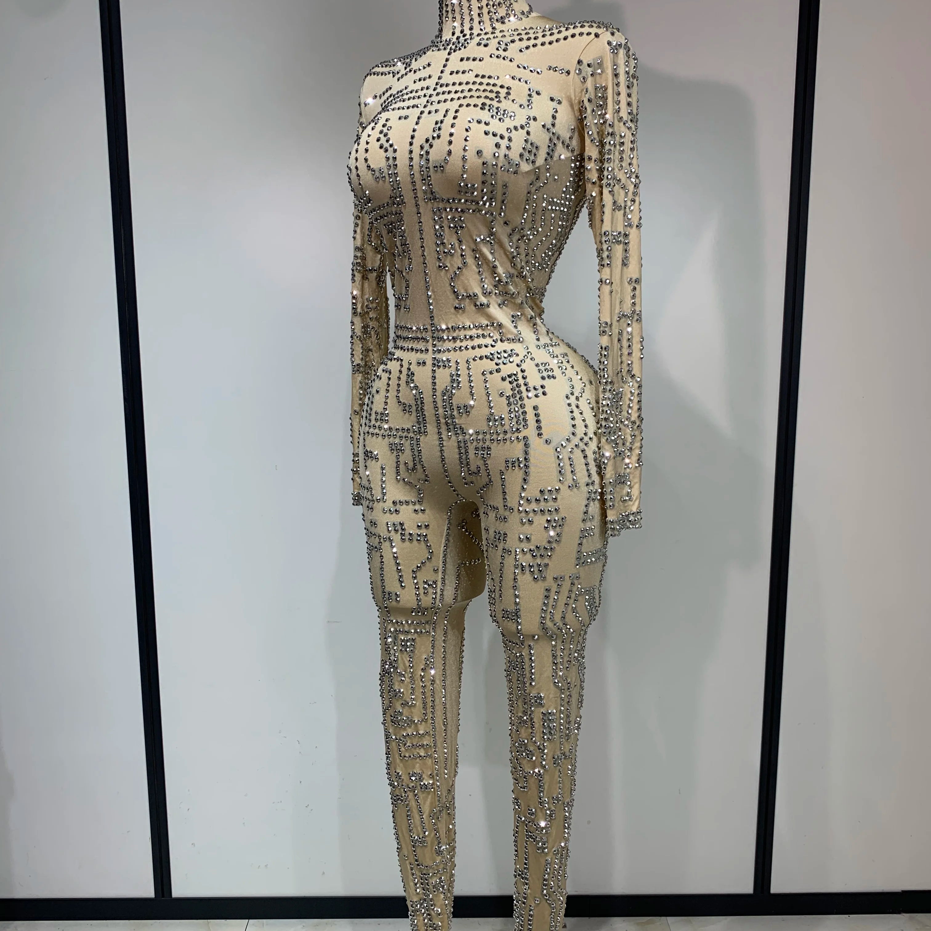 Shining Rhinestones Jumpsuits for Women Sexy Stretch Dance Jumpsuit Birthday Party Nightclub Stage Wear Drag Queen Costumes