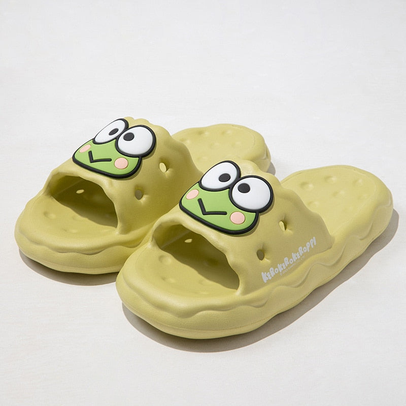 Sanrio Anime Kawaii Kuromi Cinnamoroll Slipper Cute Cartoon My Melody Summer Eva Soft Soled Home Non-Slip Sandals Creative Gifts green