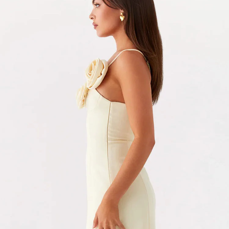 Rose One Shoulder Sexy Mini Dress For Women Robe Summer Solid Off-shoulder Backless A-line Club Party Dress Elegant