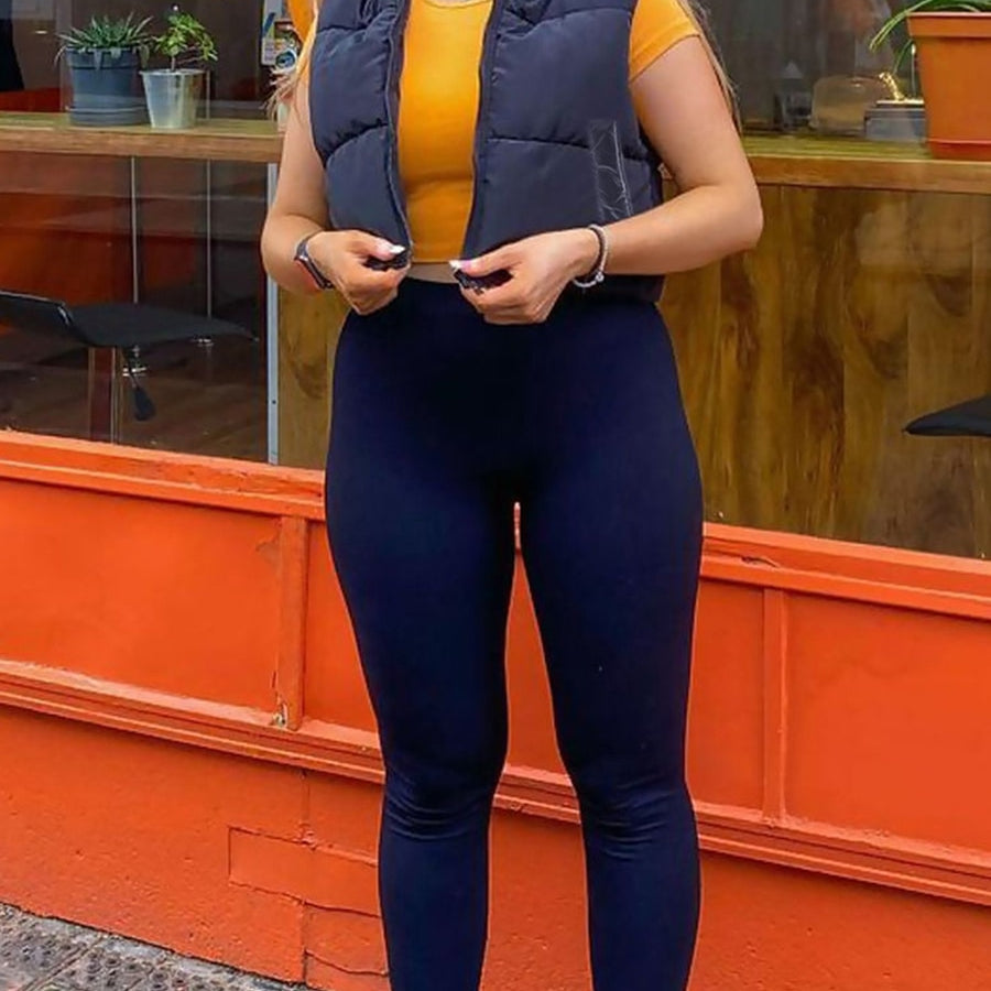 Women Winter Warm Crop Waistcoat, Sleeveless Stand Collar Double Sided Lightweight Puffer Vest