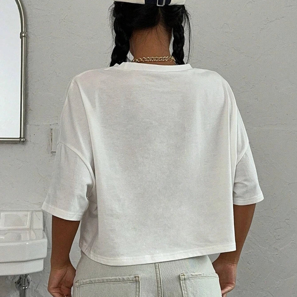 100% Cotton Women Crop T-shirts No More Rules Letter Prints Tops O-Neck Short Sleeves Tees Summer Fashion Street Female Clothing