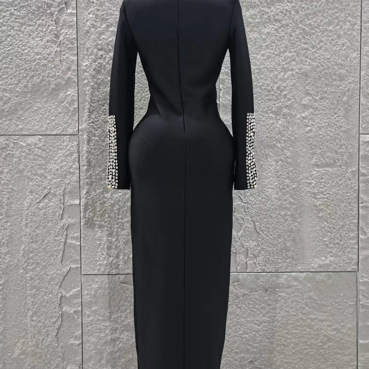 Women Long Sleeve Sexy Shinning Crystal Bodycon Long Bandage Dress Evening Party Celebrate Red Carpet Fashion Outfit Wholesale