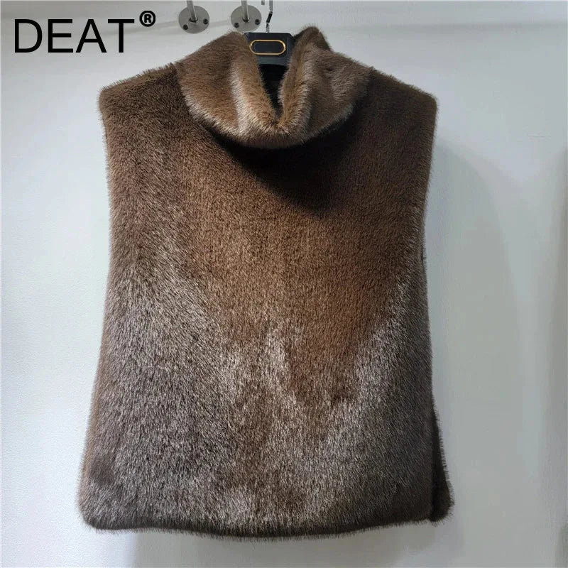 Autumn Winter New High Quality Soft Fur Vest For Women Imitation Mink Fur Sleeveless Fur Tank Top Female 11A07795