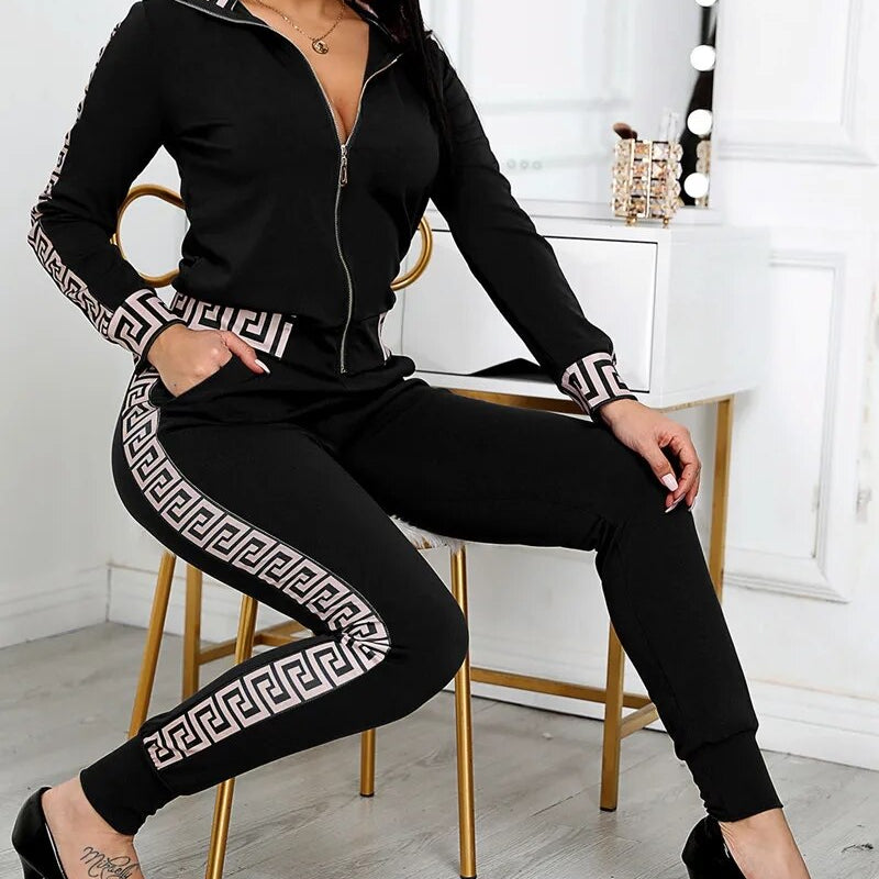Women Two Piece Set Outfits Autumn Women's Tracksuit Zipper Top And Pants Casual Sport Suit Winter 2 Piece Woman Set