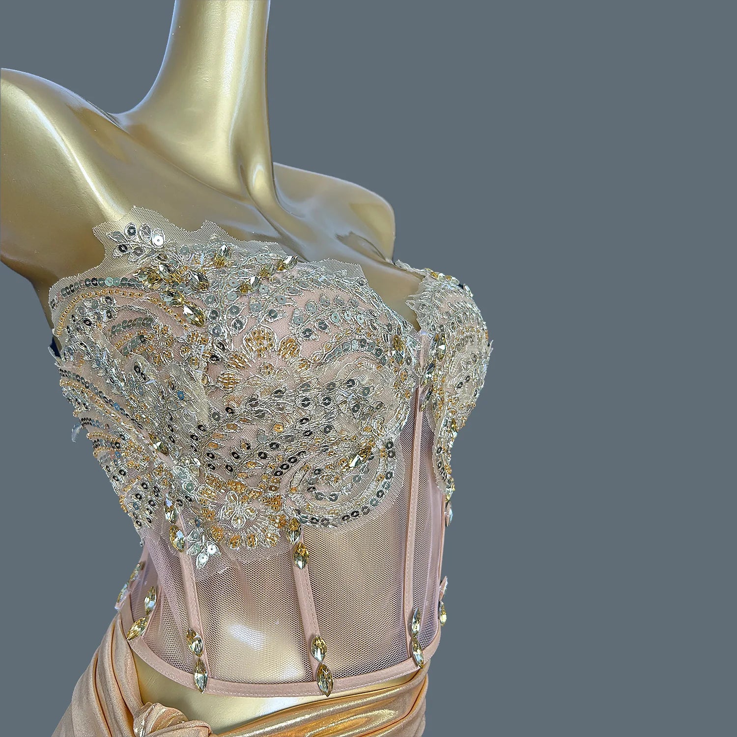 Luxury Gold 2-Piece Set Prom Gown Outfit Formal Occasion Cocktail Dress Sexy Girls Short Prom Dress Birthday Mini Dress Huangjin