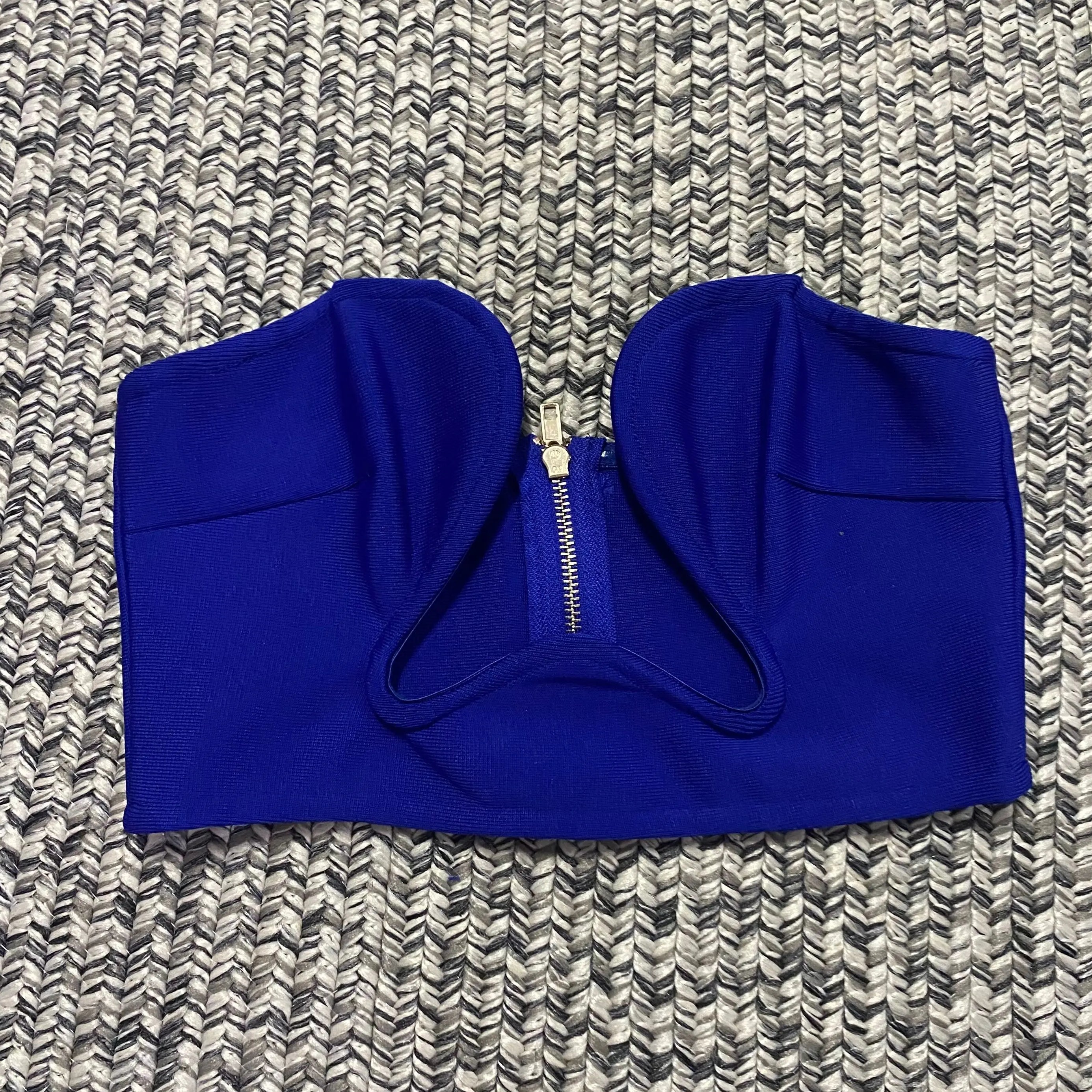 New Summer Black White Fashion Off the Shoulder Tops Sexy Bandage Strapless Short Tops Tank High Quality Blue