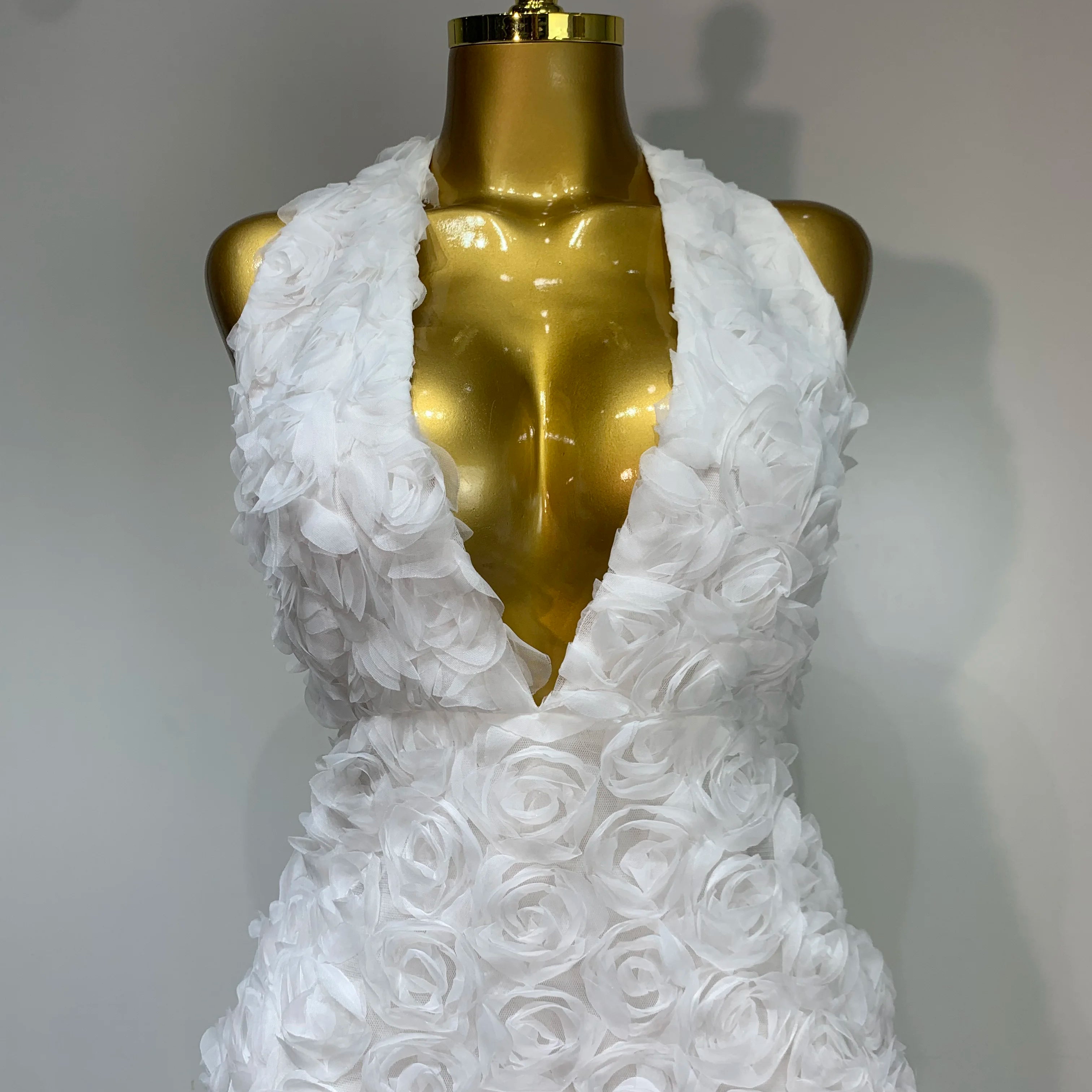 Women Sexy Backless Halter V-neck Florals Bodycon Long Dress Celebrate White Elegant Evening Party Luxury Birthday Outfit