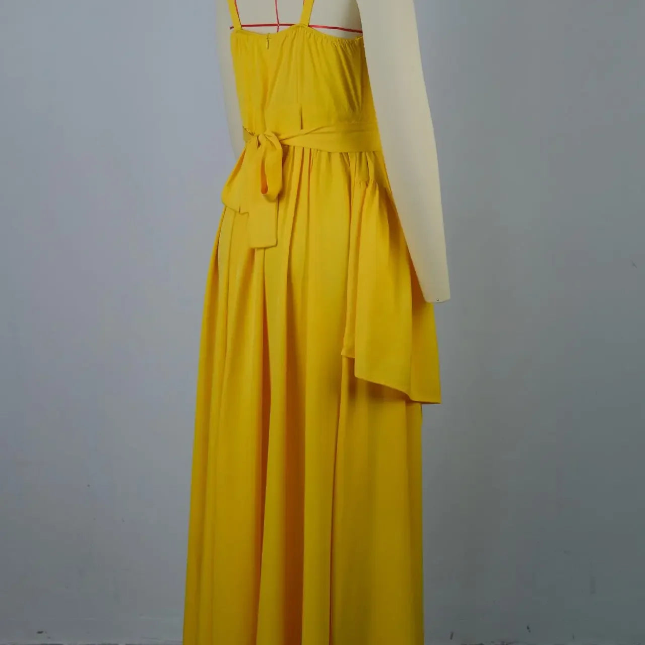 CM.YAYA Women Sleeveless Strap Bow Ruffles Long Maxi Dress 2025 Holiday Beach Birthday Evening Sexy Girl Party Dresses Vestidos