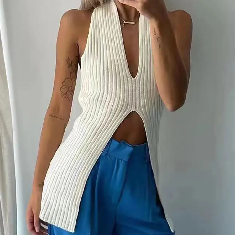 Heliar Women Ribbed Chic Design Tank Top Women Knitted Halter Sexy Tops Camis Tube Tops Women Summer