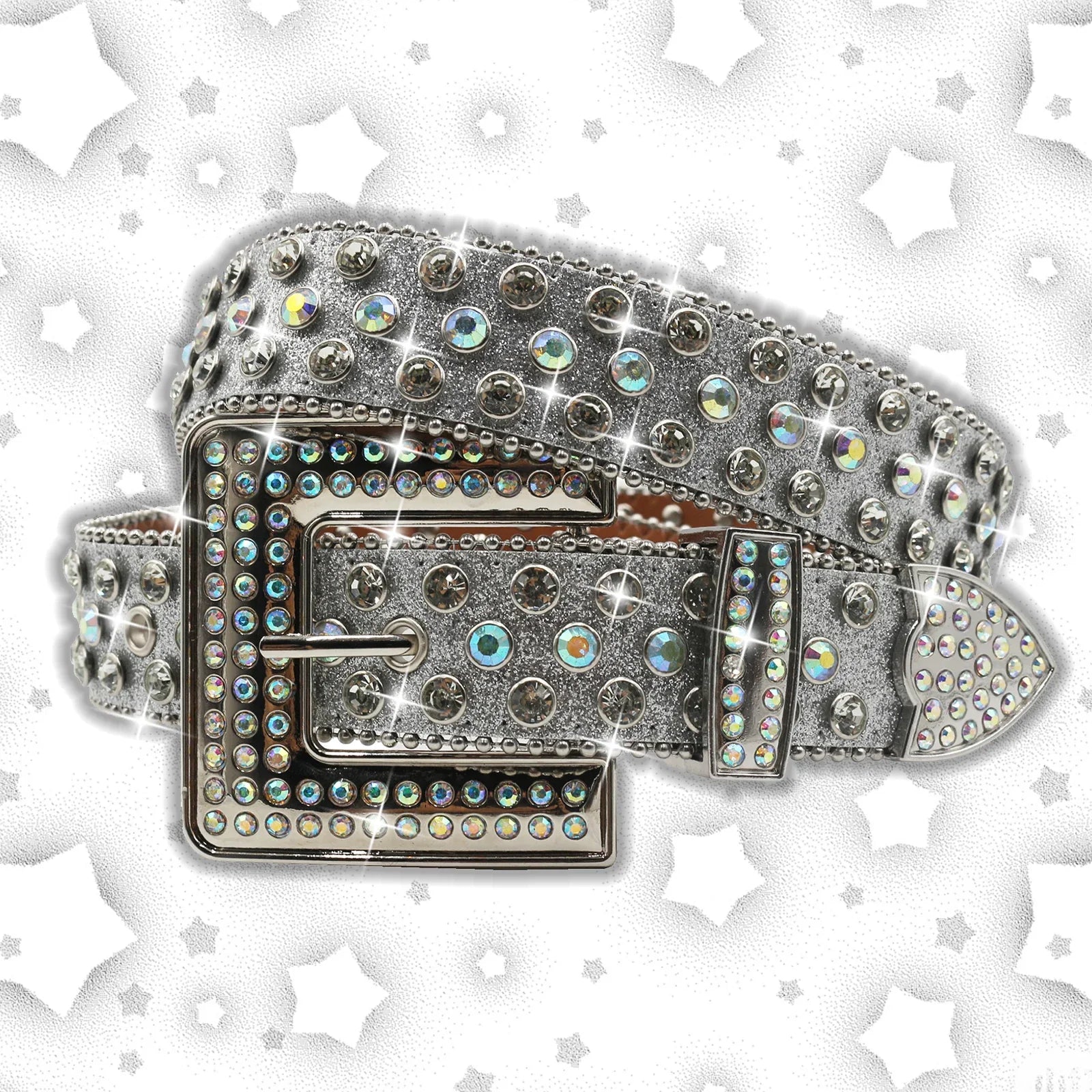 Vintage Dark Rhinestone Rivet Belt for Women Sequin Punk Hip Hop Jeans Accessories Luxury Designer bb Belt Beautiful FK-Silver