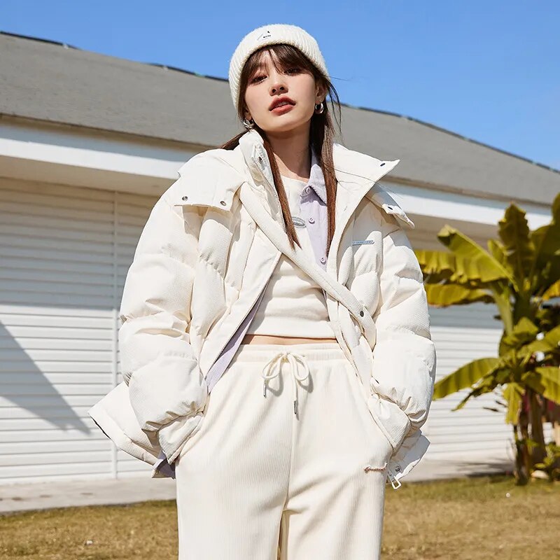 Semir Down Jacket Women Medium Long Design Hooded Warm 2022 Winter New Loose Thick Coat Woman'S Fashion White