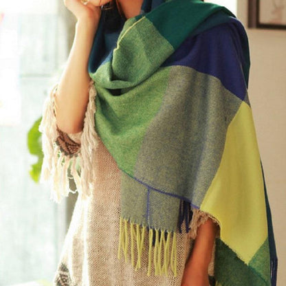 Hiver femme treillis Imitation cachemire écharpe automne et hiver épais mode chaud sauvage écharpe châle 
