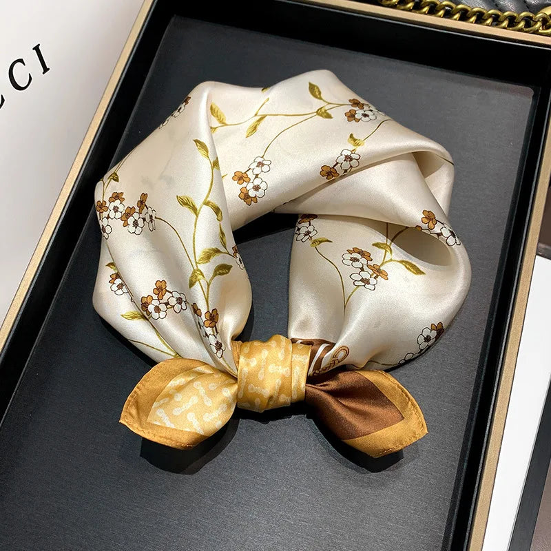 53cm Pure Silk Scarf Women Square Scarves Foulard Hairbands Lady Luxury Designer Female Bandana Neck Kerchief Ties Bandana Hijab 53cm Silk Scarf 16 53X53CM
